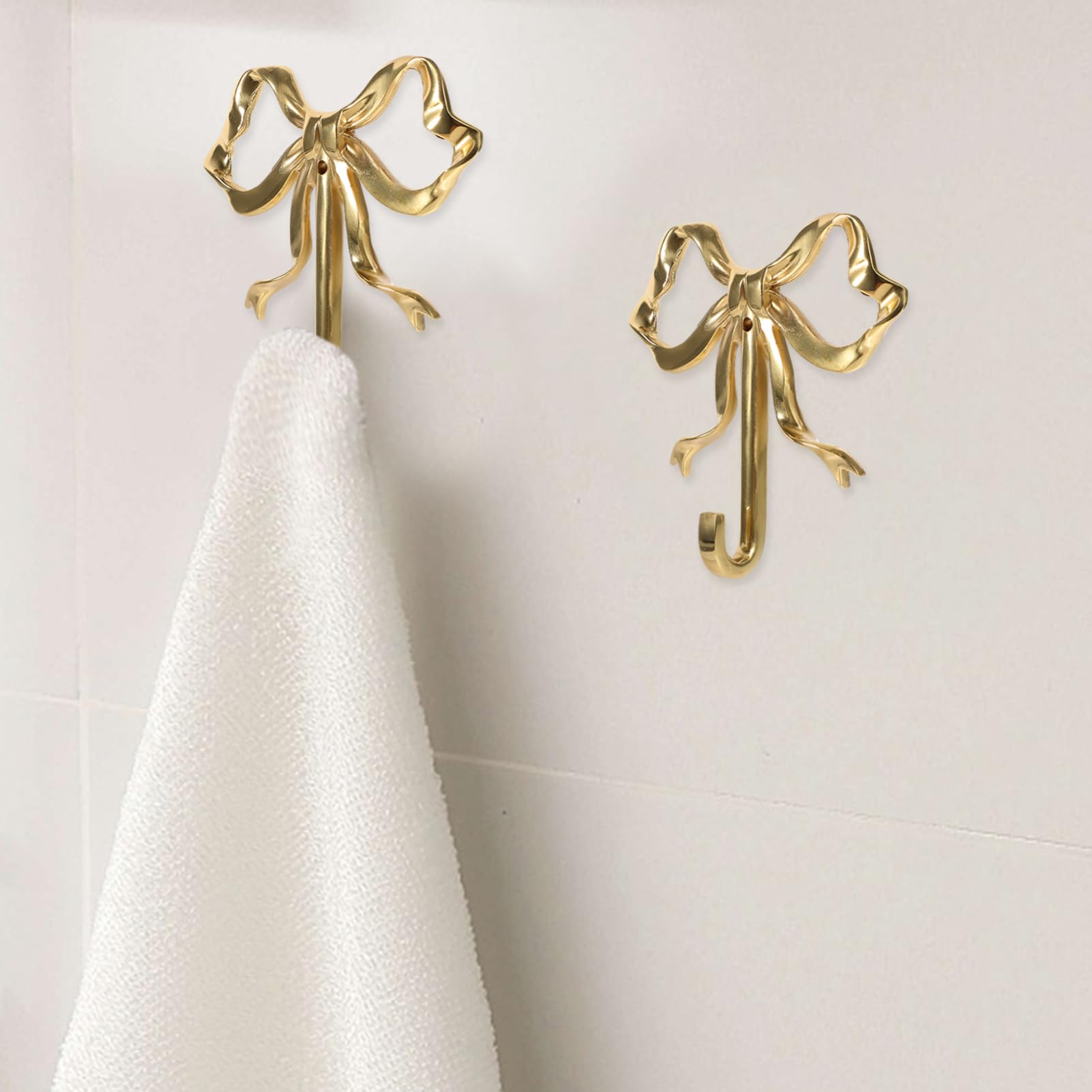 OKUMEYR Home Decorative Bowknot Brass Wall Hook Stylish Hanging Hook for Coats Hats Towels Elegant Multi Purpose Hook for Home Décor Hat Rack for Wall Use