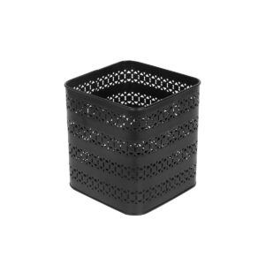 Brick Brown Raven Waste Basket in Metal | Trash Bin | Dustbin | Open Top Garbage Can for Bedroom, Living Room, Office, Study Room (8 x 8 x 8.5 Inch) Medium, Black