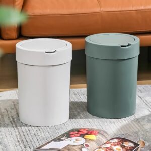 Round Open Top Waste Basket Multifunction Trash Bin for Kitchen Bedroom Living Room Indoor Fashion Garbage Container Bin (Color : Green)