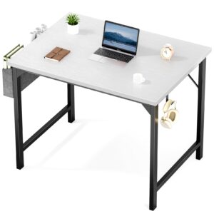 sweetcrispy small computer office desk 32 inch kids student study writing work with storage bag & headphone hooks modern simple home bedroom pc table