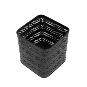 Brick Brown Raven Waste Basket in Metal | Trash Bin | Dustbin | Open Top Garbage Can for Bedroom, Living Room, Office, Study Room (8 x 8 x 8.5 Inch) Medium, Black