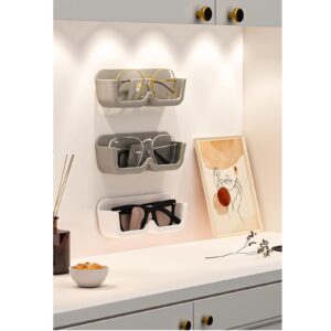 Mojedi 4 pcs Glasses storage box, wall-hung non-perforated decoration, short-sighted, sunwall display high-end sunglasses shelf (Transparent)