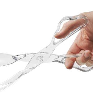 Pack of 4 11-Inch Clear Plastic Scissor Salad Tongs - Premium, Heavy-Duty, Reusable Serving Utensils for Catering, Cooking, Buffets, Party Supplies, and Weddings, Dishwasher Safe