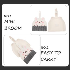 VOSAREA Mini Dustpan and Brush Set Small Broom and Dustpan Cleaning Set Hand Whisk Broom Set Portable Table Top Brush Set Dining Table Crumb Sweeper Cleaning Tools for Office White