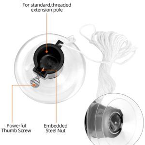 QWORK Professional Light Bulb Changer Kit - 3 Piece Set - Extension Pole Compatible, for High Ceiling Incandescent Bulbs with Standard, Floodlight & Recessed Changer, Secure Bulb Replacement Tool