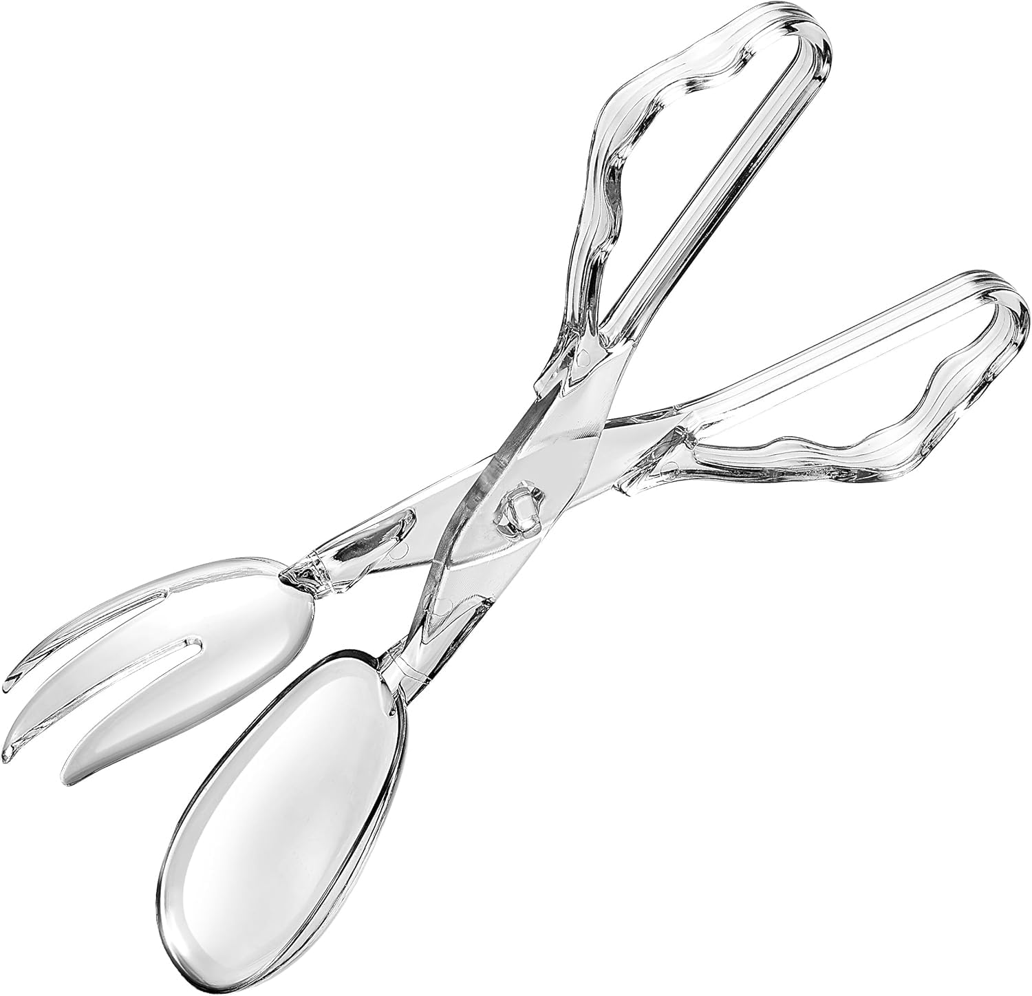 Pack of 4 11-Inch Clear Plastic Scissor Salad Tongs - Premium, Heavy-Duty, Reusable Serving Utensils for Catering, Cooking, Buffets, Party Supplies, and Weddings, Dishwasher Safe