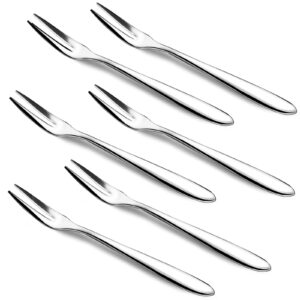 6pcs premium escargot forks gift set for dessert cake fruit salad appetizer crab, stainless steel metal small tasting pastry forks mirror polished, silver lovely table dinner forks dishwasher safe