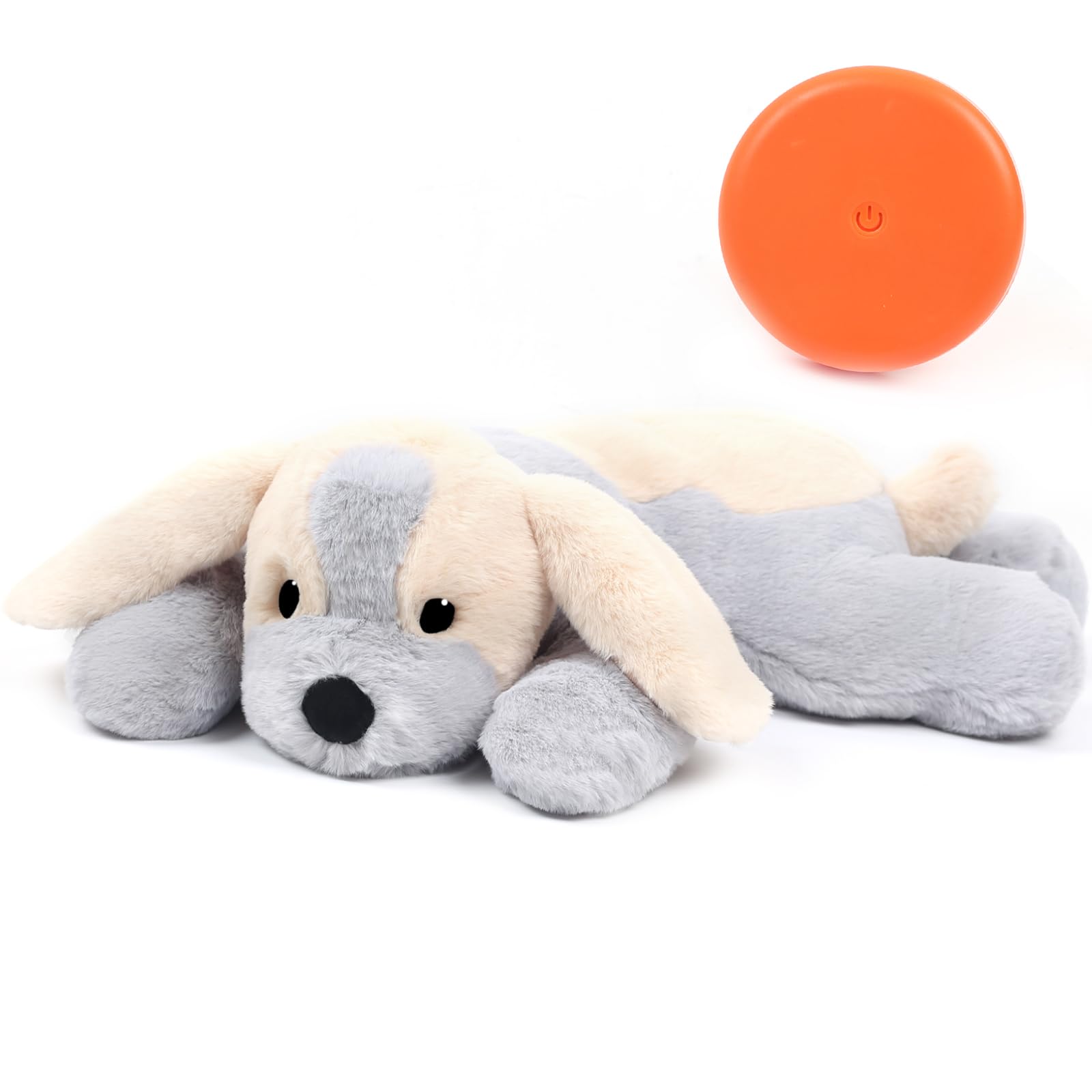 OKAMDERT Puppy Heartbeat Toy for Anxiety Relief, Soft Comfortable Heartbeat Puppy Toy, Calming Aid Heartbeat Plush Toy Dog, Heartbeat Stuffed Animal Dogs Heartbeat Simulator.Grey