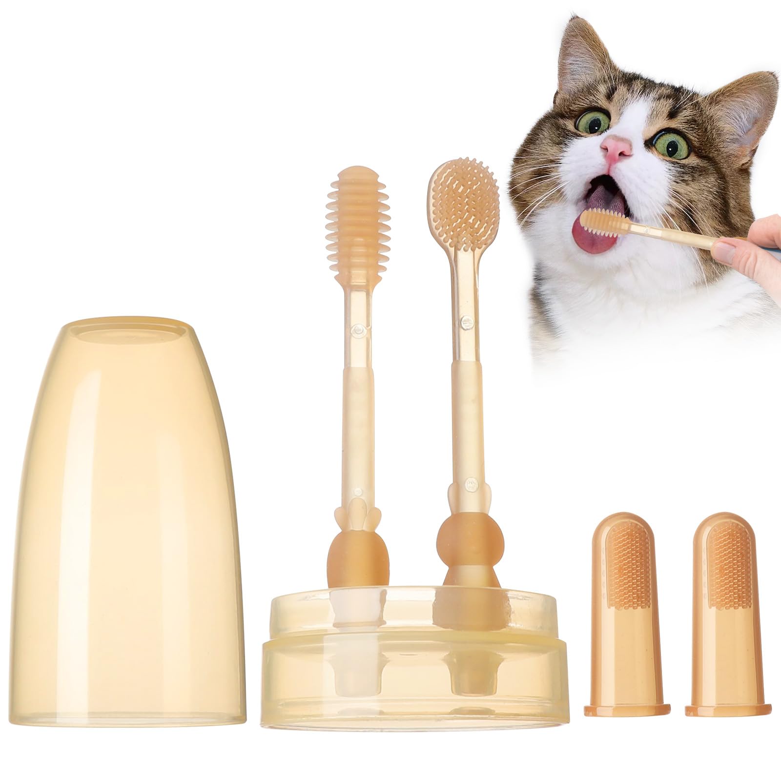 sodknow Silicone Soft Cat Dog Toothbrush (Yellow, Common) (01)