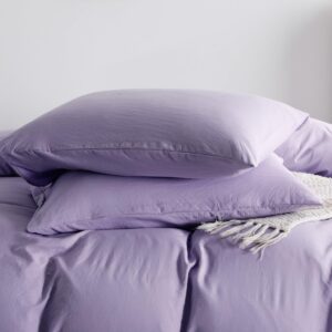 OAITE Purple Duvet Cover Queen Size, Microfiber Duvet Cover with Zipper, Duvet Cover Set with 2 Pillow Shams, Soft Comforter Cover Queen Size, 90 x 90