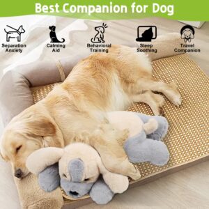 OKAMDERT Puppy Heartbeat Toy for Anxiety Relief, Soft Comfortable Heartbeat Puppy Toy, Calming Aid Heartbeat Plush Toy Dog, Heartbeat Stuffed Animal Dogs Heartbeat Simulator.Grey