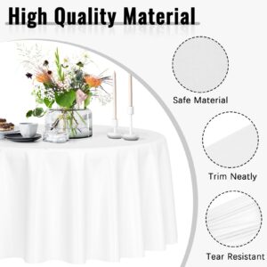 Colemoly Round Tablecloth Disposable 14-Pack 84 inches White Round Plastic Table Cloth for Weddings & Parties,Indoors & Outdoors