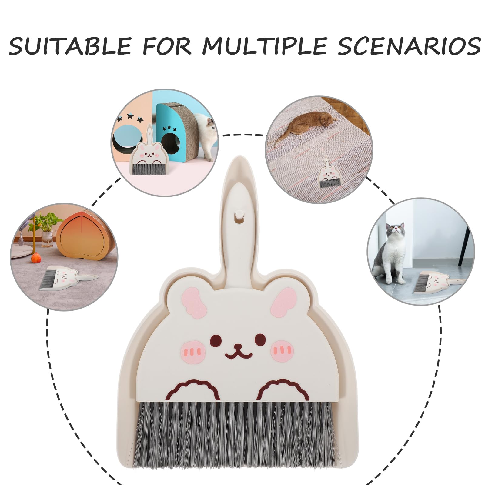 VOSAREA Mini Dustpan and Brush Set Small Broom and Dustpan Cleaning Set Hand Whisk Broom Set Portable Table Top Brush Set Dining Table Crumb Sweeper Cleaning Tools for Office White