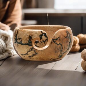 Vriksha Kraft Wooden Yarn Bowl for Crocheting - Crochet Yarn Large Bowl (7x4) - Knitting Storage Yarn Bowl – - Birthday Gifts for Women