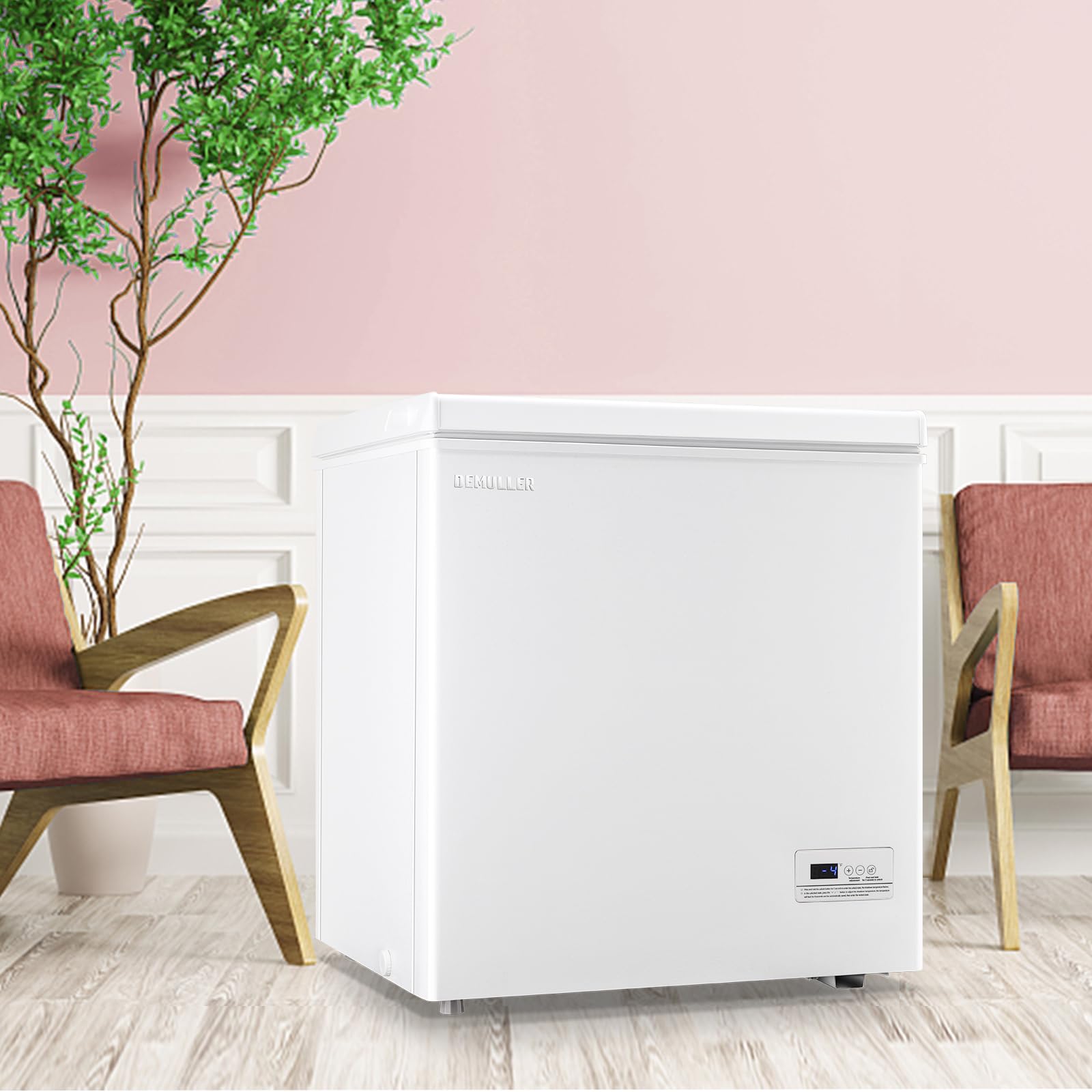 Chest Freezer 5.0Cubic Feet with Intelligent Temperature Control(-15°F to 41°F), Deep Freezer with TWO Hanging Baskets and Side Defrost Water Drain, Top Open Door Freezer White