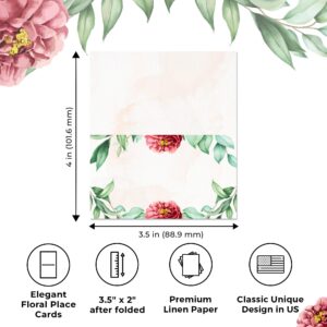 Mobiusea Creation Elegant Floral Place Cards 100pcs | Thick Linen Cardstock | 2"x3.5" Name cards | Place Cards for Table Setting | Name Cards for Table Setting, Seating Cards, Tent Cards