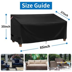 TIMESHI Outdoor Couch Cover, Patio Furniture Covers, Outdoor Furniture Covers Waterproof and Windproof, 85" L X 37" W X 35" H, Black