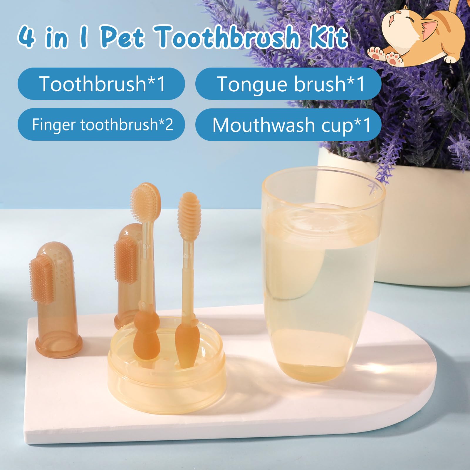 sodknow Silicone Soft Cat Dog Toothbrush (Yellow, Common) (01)