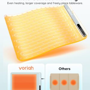 Voriah Electric Warming Tray, Foldable Food Warmers, Portable Food Warming Mat, Compact Heating Tray, 3 Heat Settings Auto Power Off, Heating Mat for Food for Events Home Buffets Party Daily Use