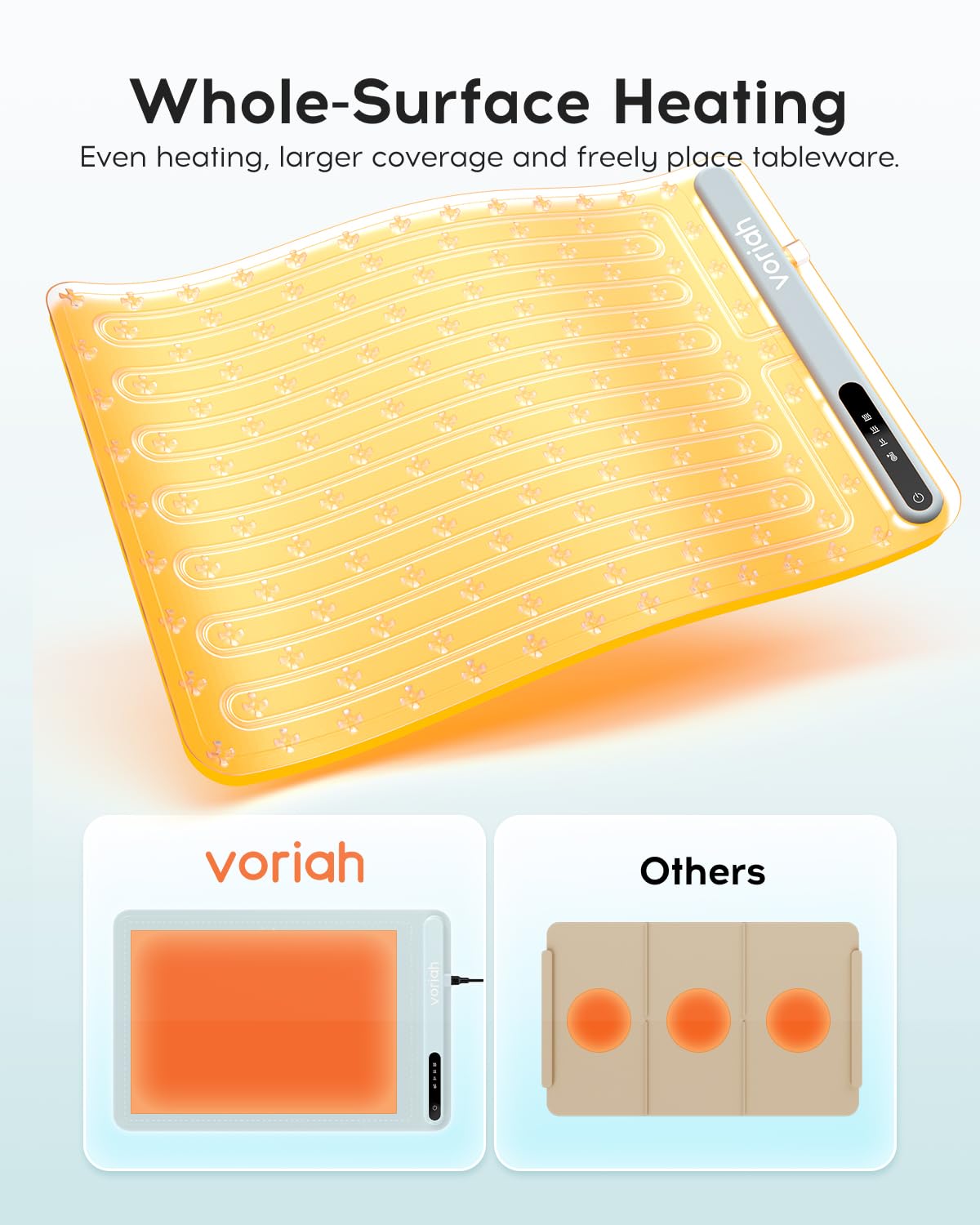 Voriah Electric Warming Tray, Foldable Food Warmers, Portable Food Warming Mat, Compact Heating Tray, 3 Heat Settings Auto Power Off, Heating Mat for Food for Events Home Buffets Party Daily Use