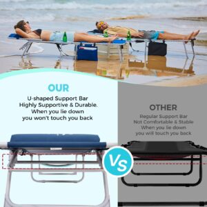 #WEJOY Folding Chaise Lounge Chair with Side Table for Outdoor 5 Positions Patio Beach Lounge Chair with Pillow & Side Pocket Heavy-Duty Lawn Reclining Chair with Shoulder Strap for Sunbathing Pool