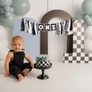 Race Car Birthday Highchair Banner - Black White Race Car Birthday Decorations,1st Birthday Race Car Banner,First Birthday Photo Prop Cars Theme Brand: VANGNING