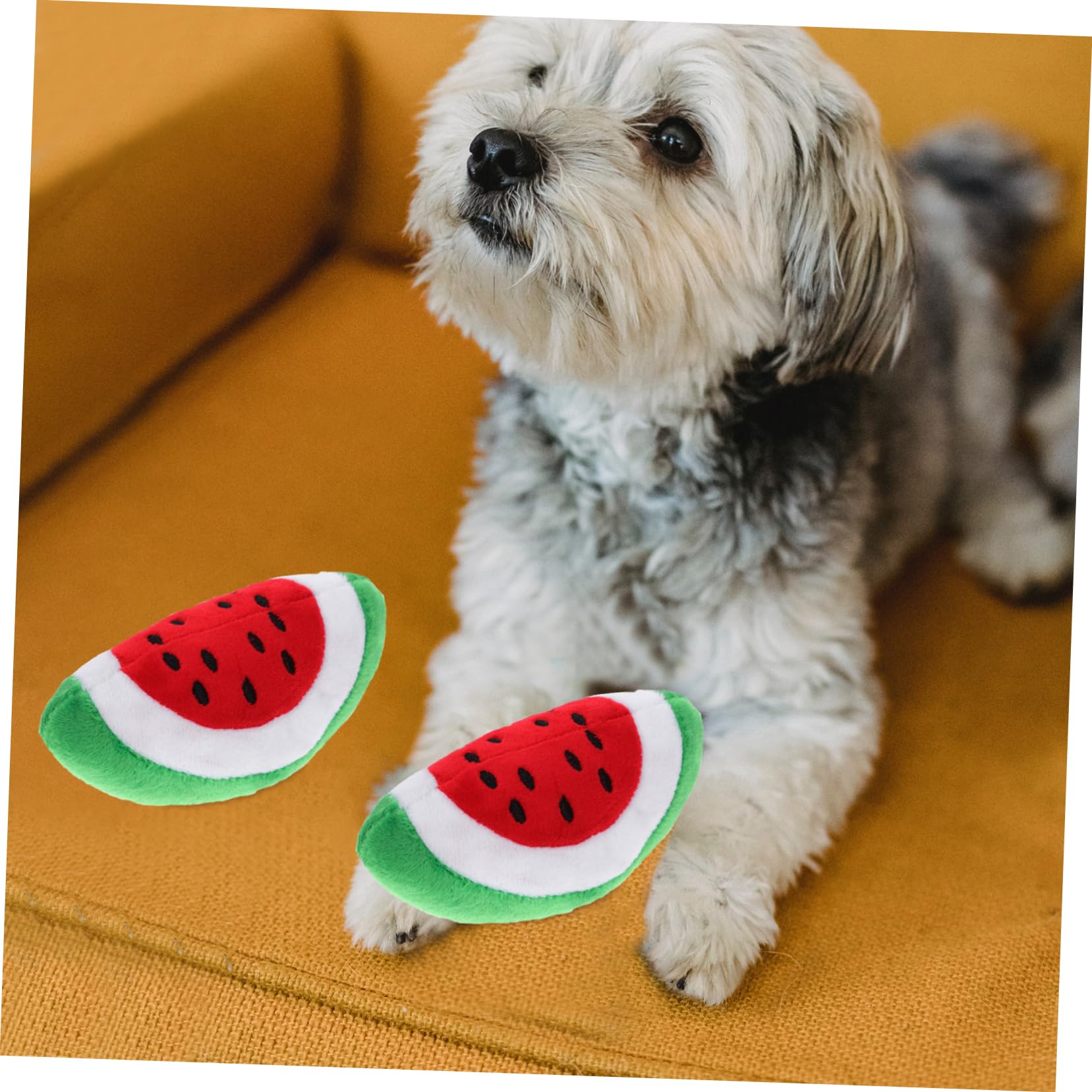 FONDOTIN 3pcs Dog Plush Toy Puppy Dental Toy Food Shaped Dog Toy Watermelon Pet Toys Interactive Chew Toy for Puppy Cat Interactive Toy Plush Cute Dog Toy Squeaky Dog Toys Fruit The Dog