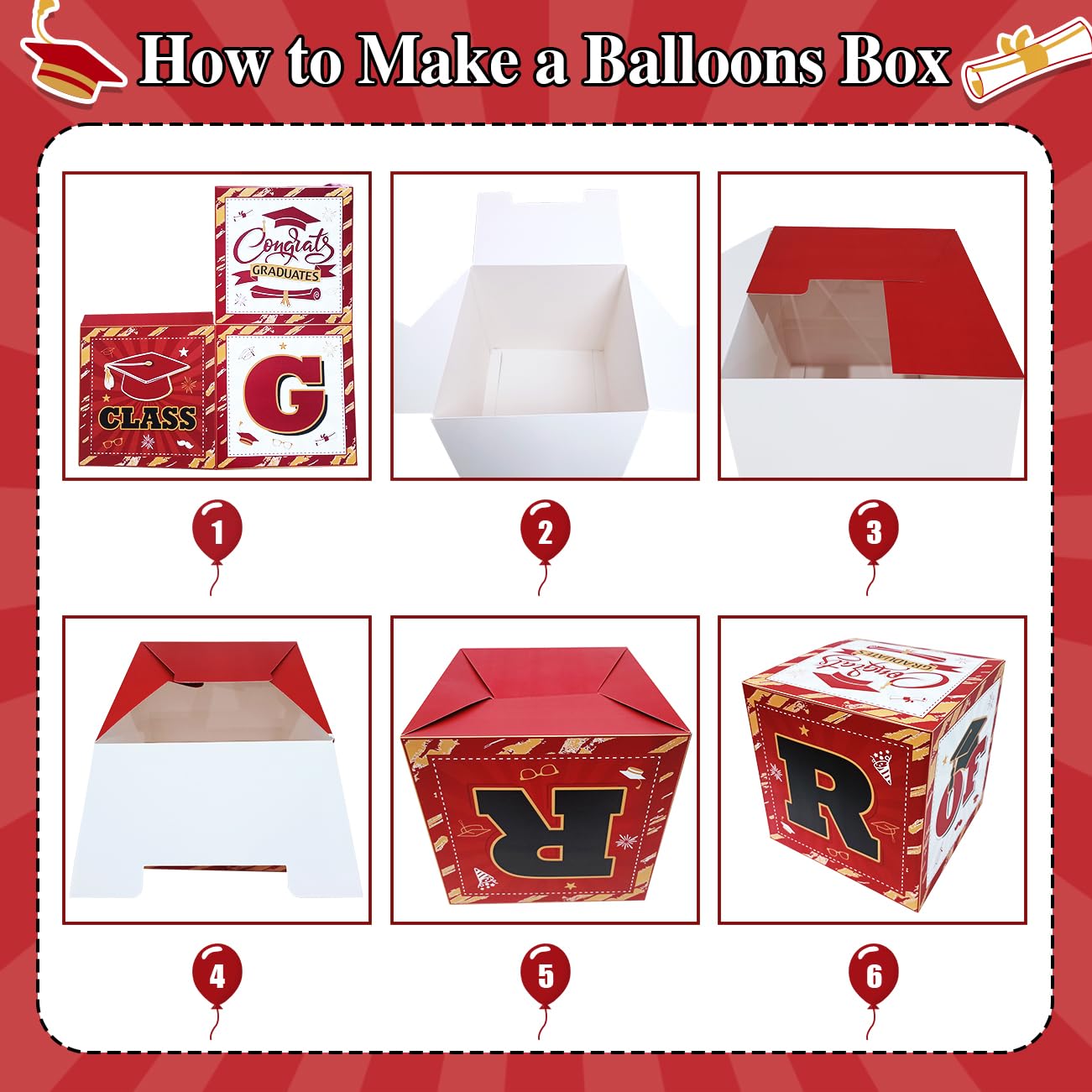 Red and Black 2024 Graduation Decorations, Class of 2024 Balloon Boxes for 2024 Grad Party Supplies So Proud of You Indoor/Outdoor Congrats Grad Home Door Décor