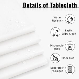 Colemoly Round Tablecloth Disposable 14-Pack 84 inches White Round Plastic Table Cloth for Weddings & Parties,Indoors & Outdoors