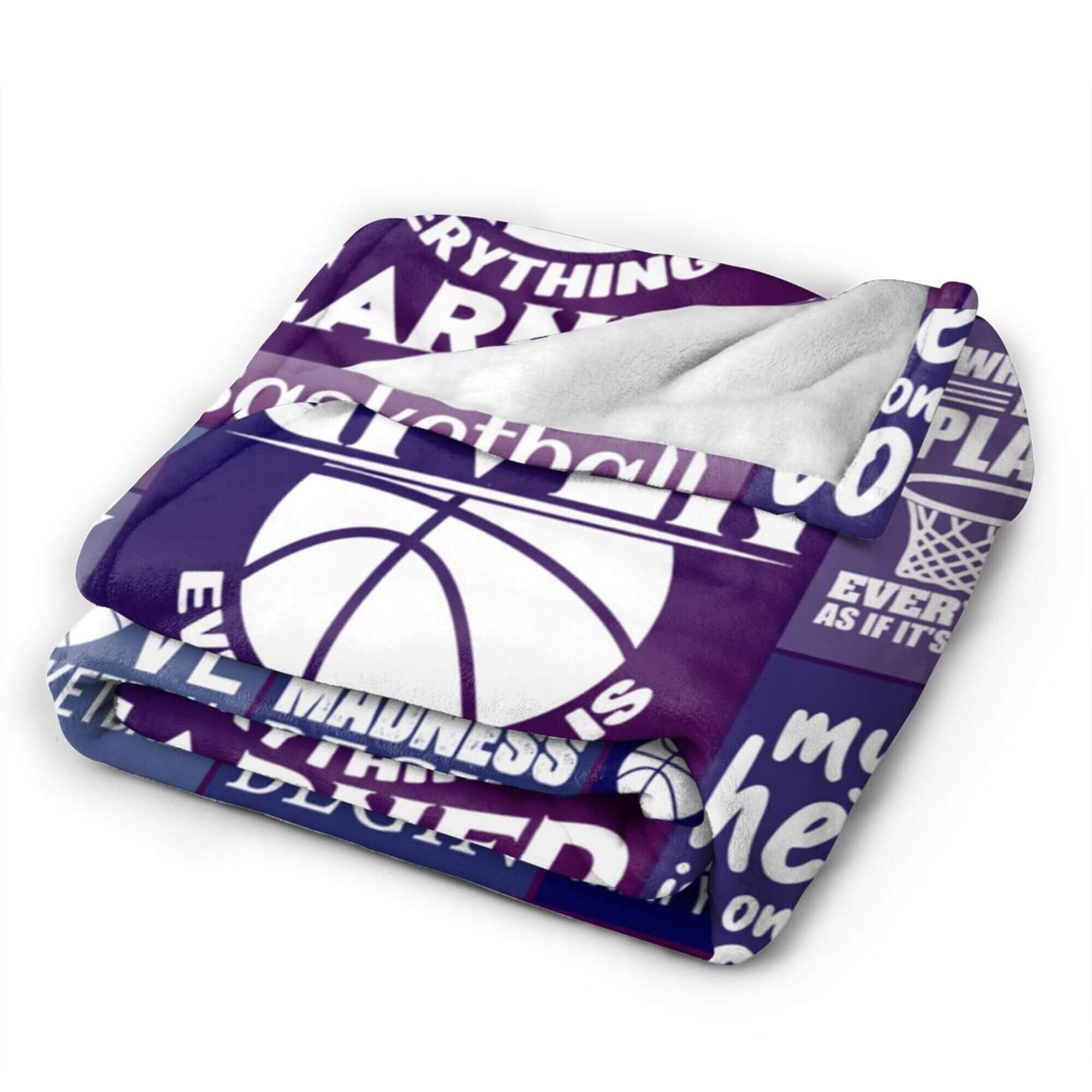 Homieblanket Basketball Blanket for Boys Girls, Cool Basketball Themed Design Printed Purple Throw Blankets for Kids Lap, Chair Sofa, Soft Fleece Cozy Blanket, 40"x 50"