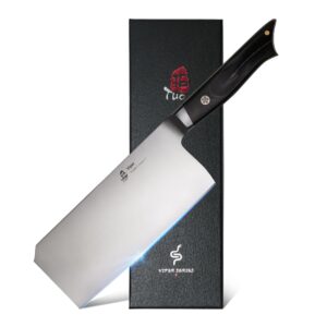 tuo meat cleaver, 8 inch kitchen knife in premium 14c28n stainless steel, professional cleaver knife with full tang and ergonomic g10 handle, ultra sharp knife- gifts for dad with gift box