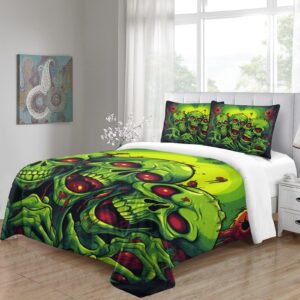 UPIKIT Zombie Halloween Quilt Cover for Teens and Adults Comforter Covers Duvet Cover 3D Print Horror Theme with Pillow Cases Bedding Set Soft Microfiber with Zipper Closure 3 Pieces Full（203x228cm）