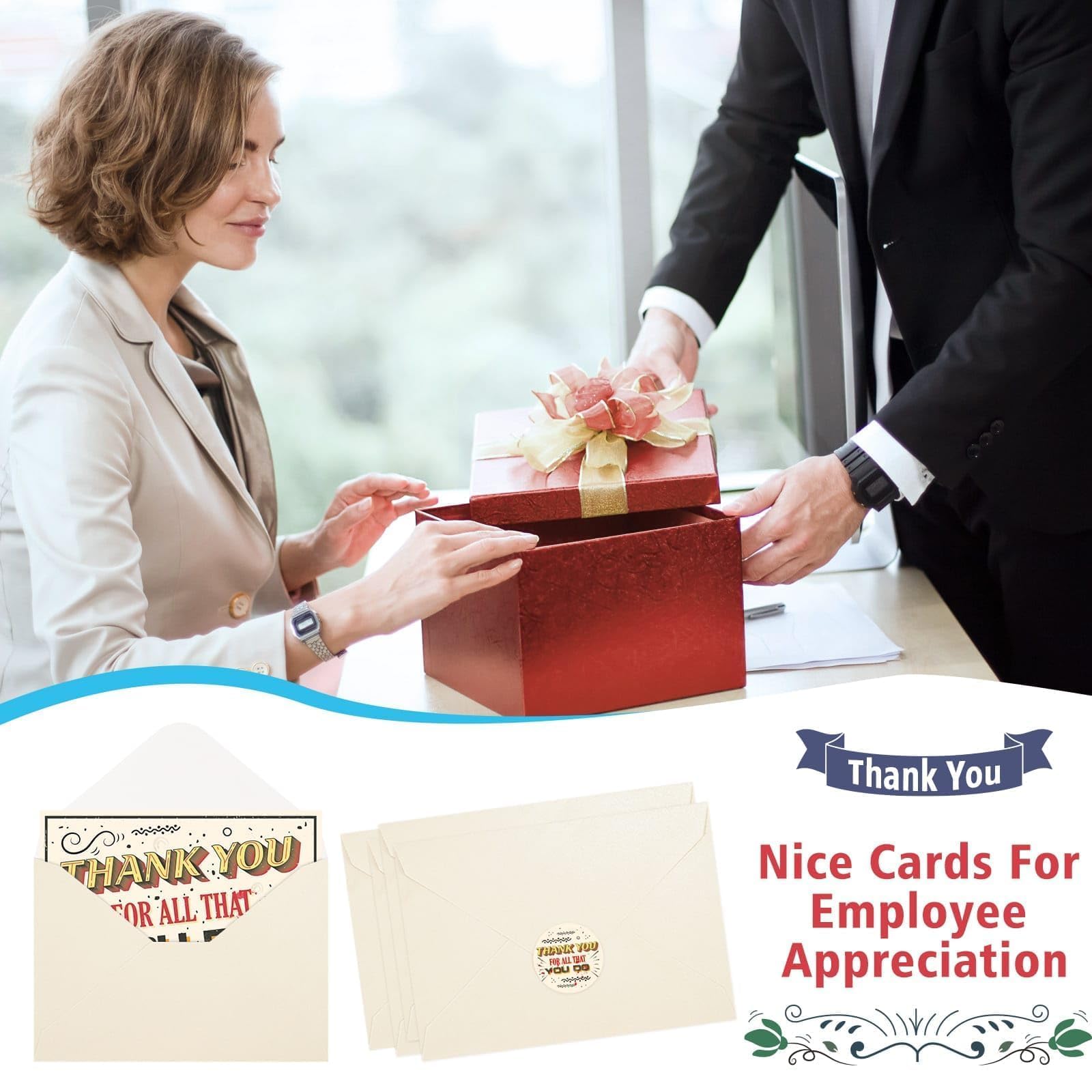 24 Employee Appreciation Cards - Thank You Cards with Envelopes & Stickers 6 Designs Colorful Encouragement Cards for Hand Written 4’’ x 6’’ Gratitude Cards for Appreciation Recognition Team Staff