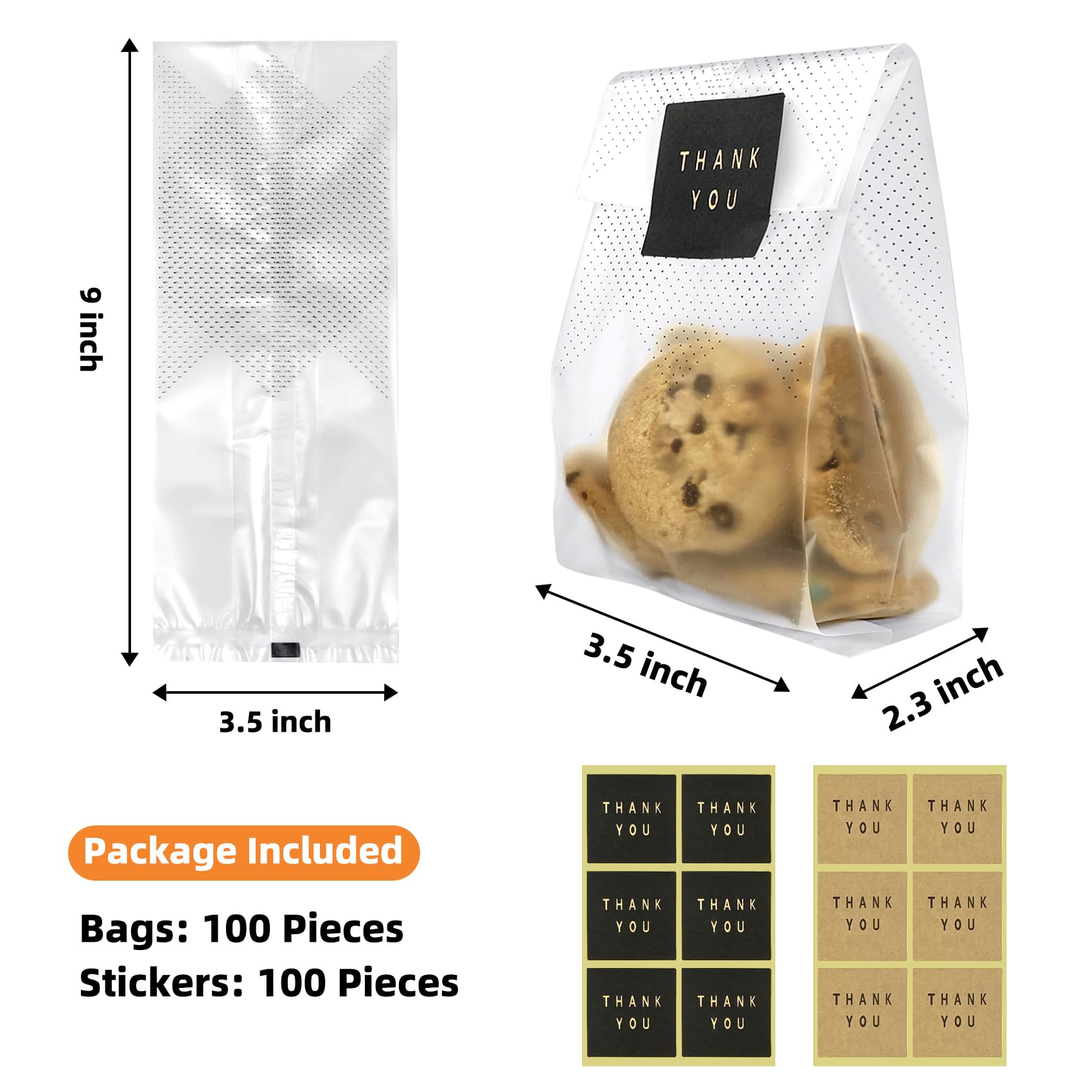 Cookie Bags, Cellophane Treat Bags, Muffin Bags, Dessert Bags, Baked Goods Bags, Translucent plastic bags for Candy, Cake