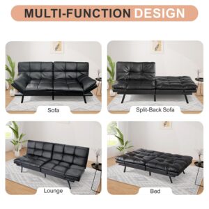 MUUEGM Futon Sofa Bed, Memory Foam Futon, Convertible Futon Couch, Futon Sofa Bed Couch,Modern Loveseat Sofa,Comfy Sleeper Sofa for Compact Space,Apartment, Living Room,Easy Assemble,Black