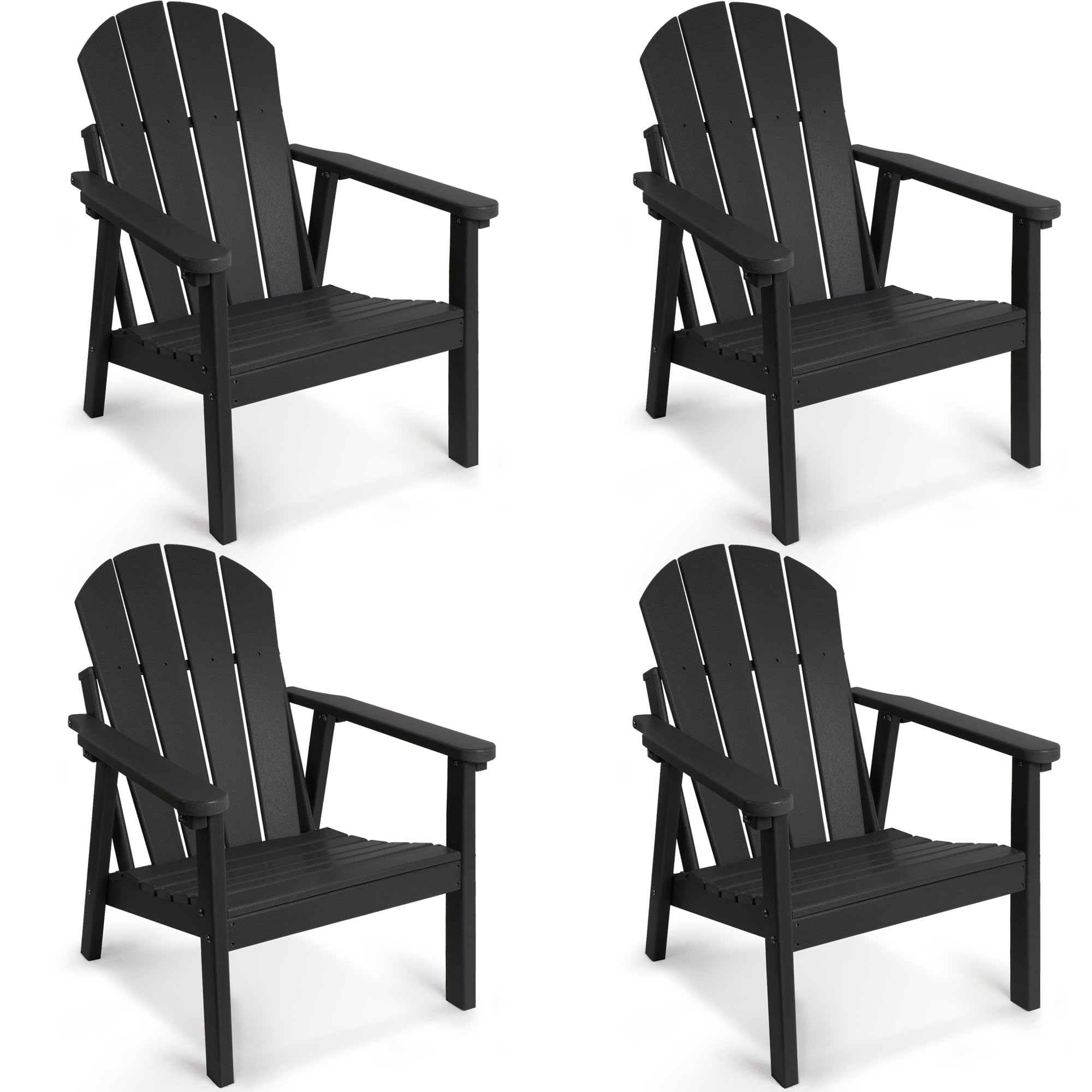 NAVINE Adirondack Chair Set of 4, HDPE All Weather Adirondack Chairs, Fire Pit Chairs, Patio Chairs, Lawn Chairs. Perfect for Porch, Patio, Poolside, Deck.