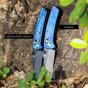 KANSEPT Premium Mian Street Men Women Pocket Knife 7.92in Folding Pocket Knives with 3.36in Black CPM 20CV Bladeand Lightning Strike Titanium Handle for Outdoor,Tactical,Survival K1015M2