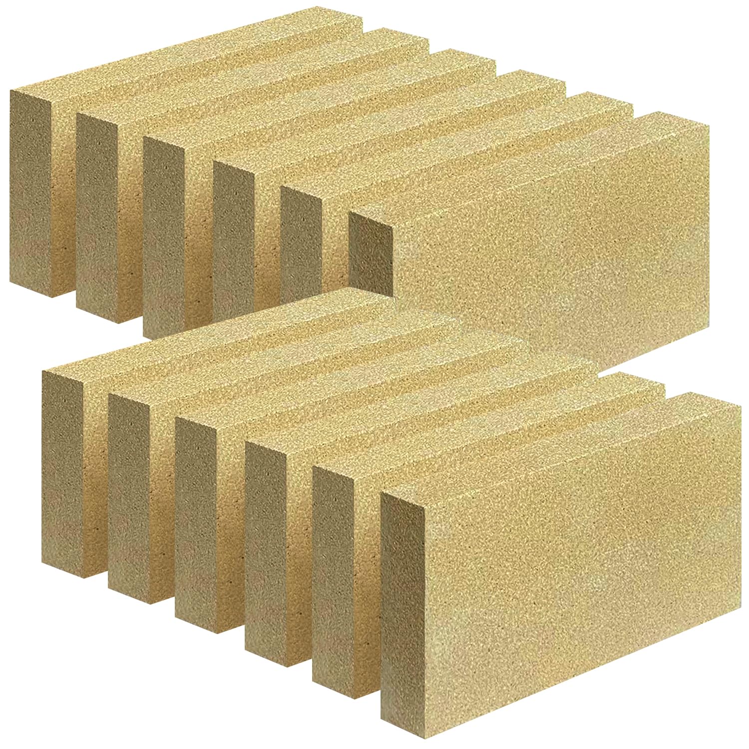 Fire Bricks, FireBrick, High Temperature Insulated Firebricks for Wood Stoves, Fireplaces, Size 9" X 4-1/2" X 1-1/4", Pack of 12, Wood Stove Bricks, Fireplace Brick