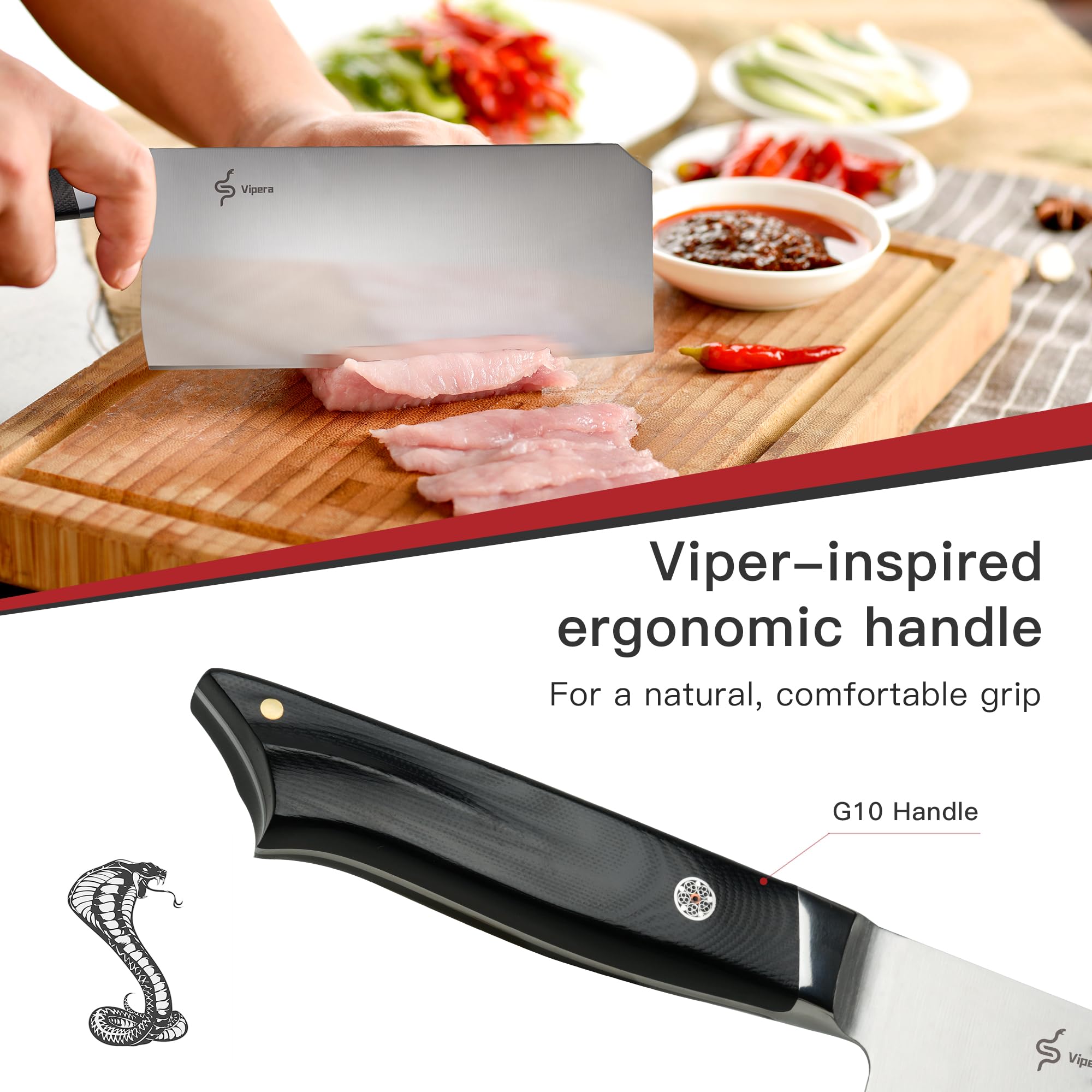 TUO Meat Cleaver, 8 Inch Kitchen Knife In Premium 14C28N Stainless Steel, Professional Cleaver Knife With Full Tang And Ergonomic G10 Handle, Ultra Sharp Knife- Gifts for Dad with Gift Box