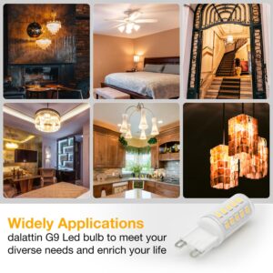 dalattin G9 LED Bulb 12 Pack 4W Equivalent 40 Watt,3000K Soft Warm White,Replacement T4 G9 Halogen Bulbs,450LM, Non-Dimmable, Energy Saving Lights for Chandelier Type G9 T4 Bi-pin Base