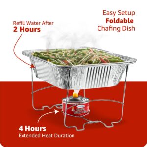 Disposable Chafing Dish Buffet Set, Food Warmers for Parties, Catering Supplies Buffet Display, Complete Premium Set, Half Size Single Pan, Warming Trays (6 Pack)