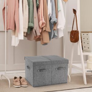 Shoe Storage Organizer for Closet Fits 16 Pairs, Large Shoe Storage Box Bins Containers with Lid and Adjustable Dividers for Shoes, Sneakers and High Heeled, Hard Shell and Stackable (Grey)