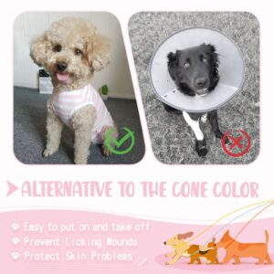 Paipeper Dog's Recovery Suit Post Surgery Shirt for Puppy, Small Dog Surgical Recovery Suit for Female Male Dogs, Dog Onesie Protect Surgical Wound(Pink White Stripe-s)