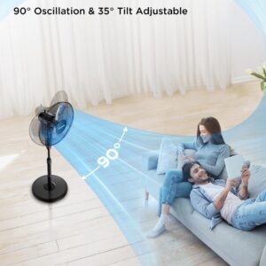 PELONIS 16’’ Oscillating Pedestal Standing Fan with Remote Control 2 Packs, 3 Speeds Settings 7H Timer Ultra Quiet Adjustable Heights for Bedroom, Living Room, Home and Office