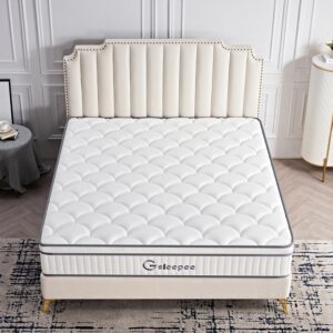 Gsleepee Queen Mattress, 10 Inch Queen Size Mattress in a Box, Gel Memory Foam Hybrid Mattress for Motion Isolation, Soft and Comfortable Mattress, Pressure Relief, Medium Firm Support