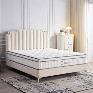 gsleepee queen mattress, 10 inch queen size mattress in a box, gel memory foam hybrid mattress for motion isolation, soft and comfortable mattress, pressure relief, medium firm support