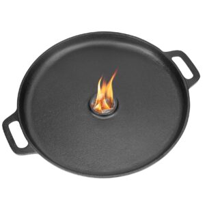 onlyfire cast iron griddle pan for rocket stoves, charcoal & gas grills - nonstick round grill pan with handles for stovetops