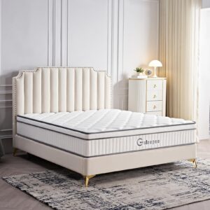 gsleepee king mattress, 12 inch king size mattress in a box, gel memory foam hybrid mattress for motion isolation, soft and comfortable mattress, pressure relief, medium firm support