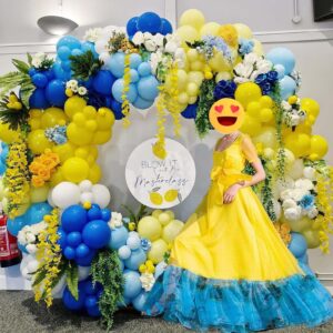 Blue and Yellow Balloon Arch Kit, 105 PCS Royal Blue White Yellow Balloon Garland Kit Yellow Light Blue Latex Party Balloons for Baby Shower Anniversary Birthday Wedding Graduation Party Decorations