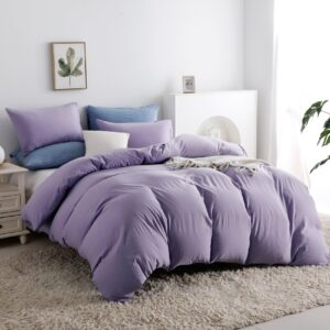 OAITE Purple Duvet Cover Queen Size, Microfiber Duvet Cover with Zipper, Duvet Cover Set with 2 Pillow Shams, Soft Comforter Cover Queen Size, 90 x 90